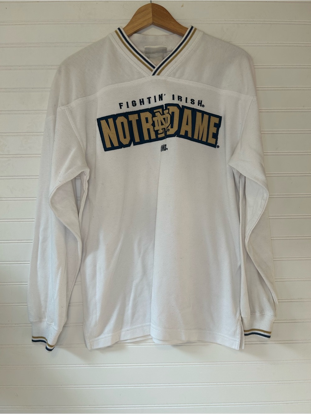 Vintage 90s Lee Sport Notre Dame Fighting Irish Long Sleeve Jersey Shirt Men's M